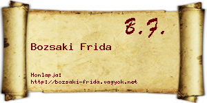 Bozsaki Frida névjegykártya